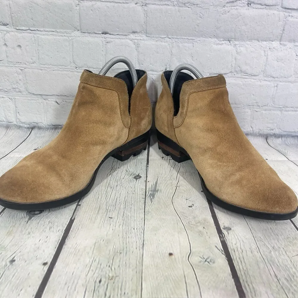 Sorel Ankle Booties Women Size 10 Lolla Brown Suede Leather Waterproof Cut Out - Picture 4 of 13